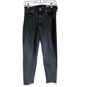 Rag & Bone High-Rise Ankle Cigarette Jeans Zipper Detail‎ Black Wash Size 28